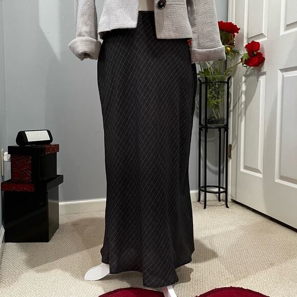 NEW Willi Smith Vintage 90s Windowpane Plaid Two Tone Longline Maxi Skirt 8 NWOT - Picture 3 of 16